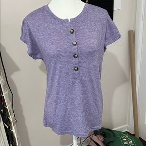 Purple Heather Button up Tunic length Top